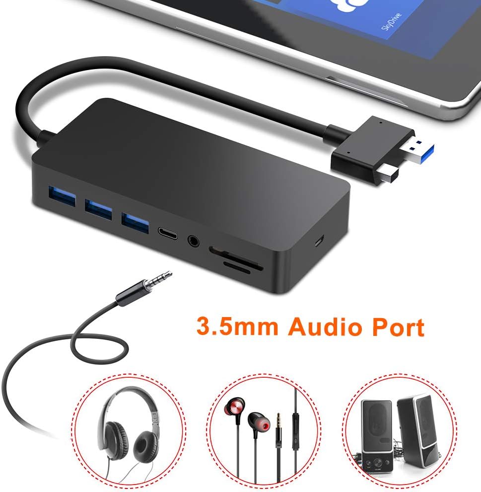 Surface Pro Dock for Surface Pro 4/Pro 5/Pro 6 USB Hub Docking Station with Gigabit Ethernet, 4K HDMI VGA DP Display, 3xUSB 3.0, Audio Out, USB C, SD/TF Card Slot Combo Dock Only for Surface Pro 4/5/6