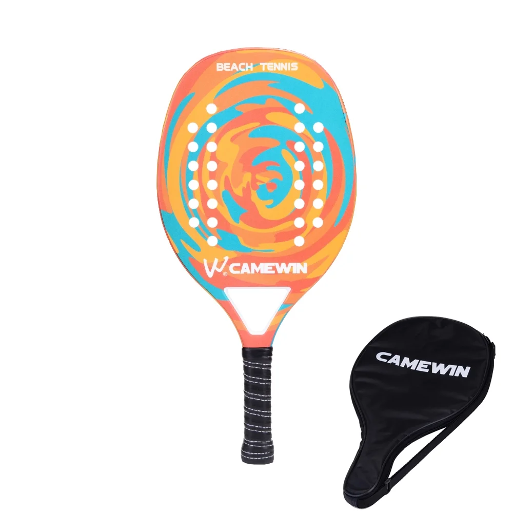 Beach Tennis Racket Carbon Fiber Grit Face EVA Memory Foam Core Beach Tennis Paddle Racket with Cover Bag