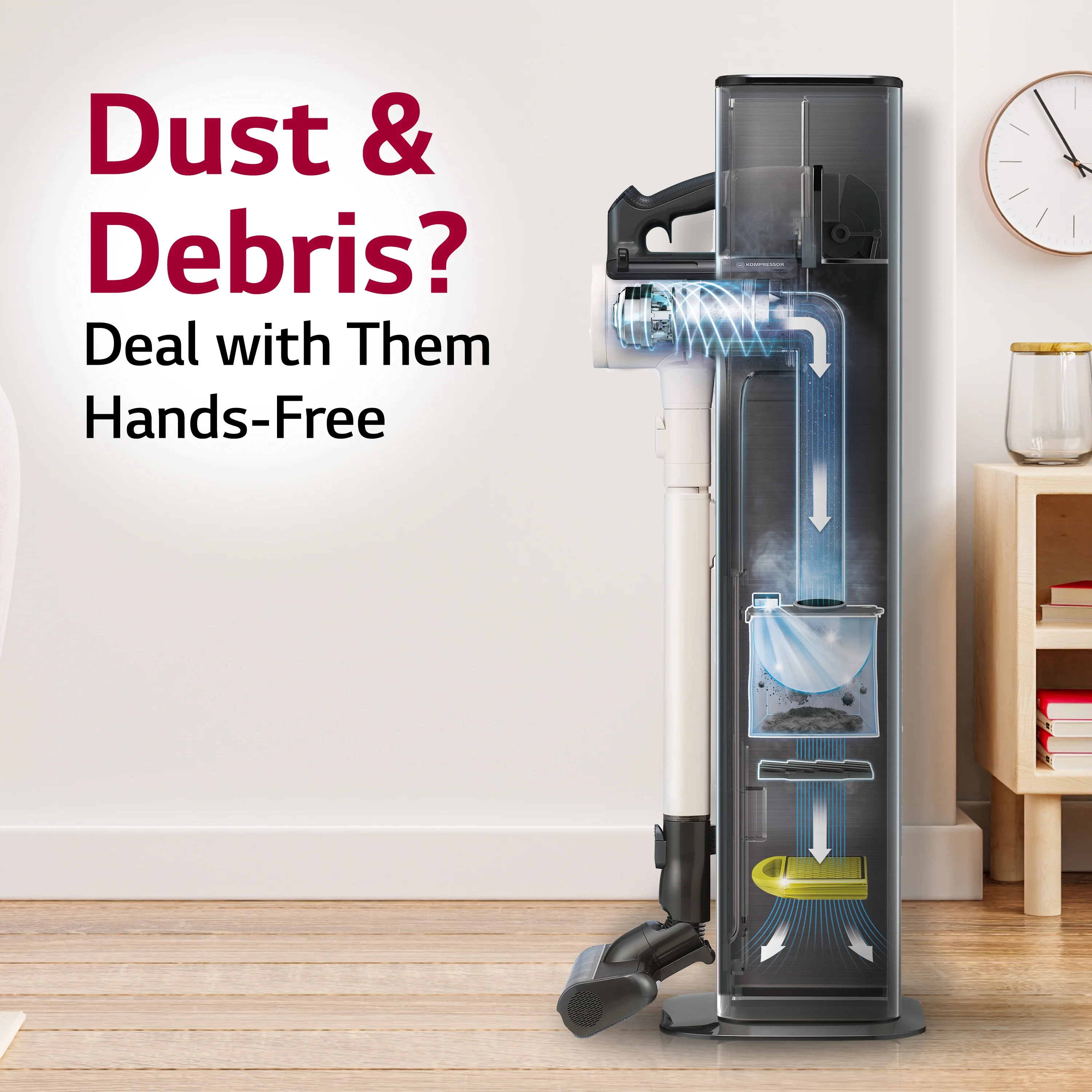 LG - A939KBGS CordZero All in One Auto Empty Cordless Stick Vacuum - Sand Beige