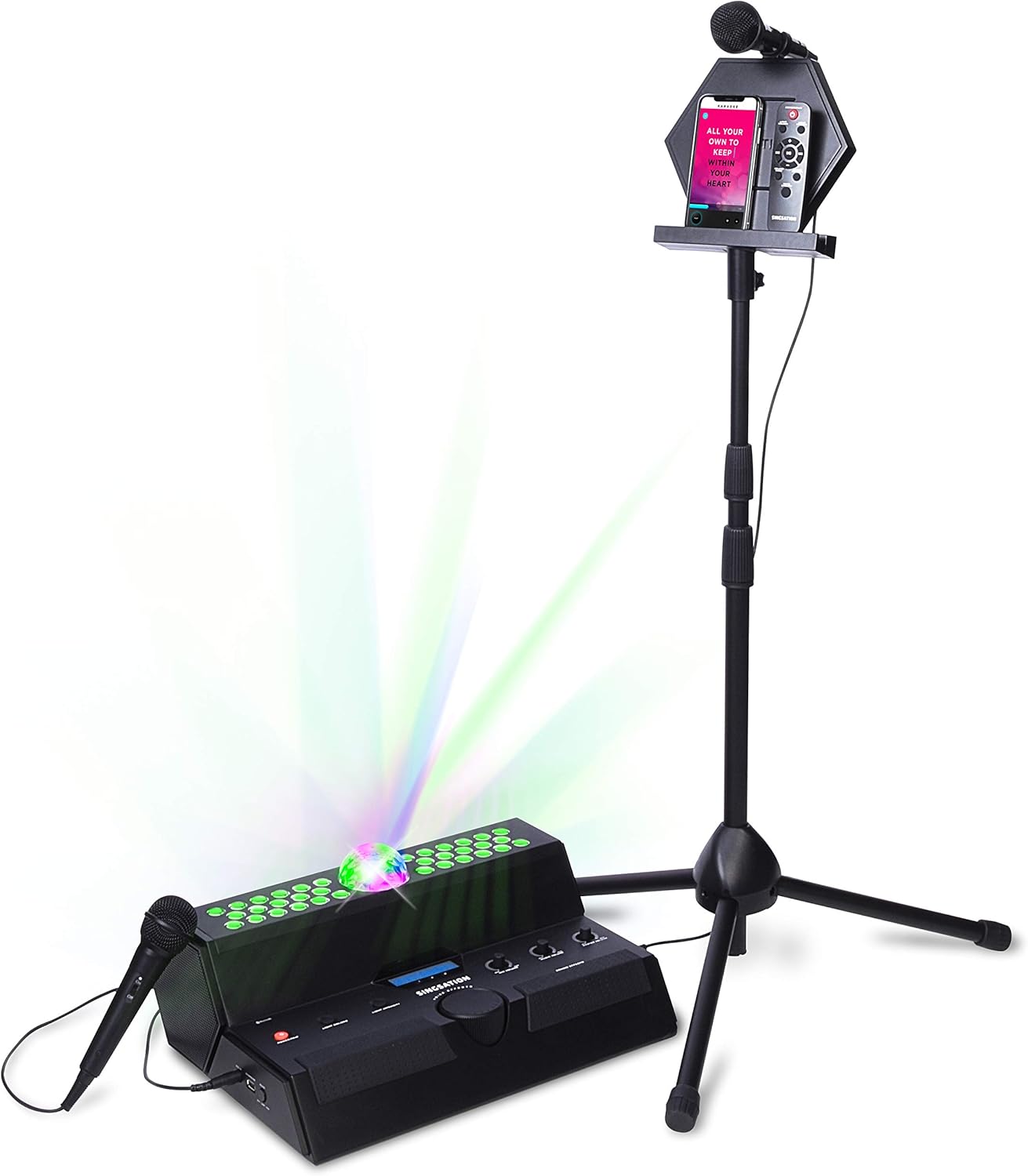 Singsation Karaoke Machine - Main Stage All-In-One Premium Karaoke Party System w/Vocal, Sound & Light Effects, Two Mics & Sound System