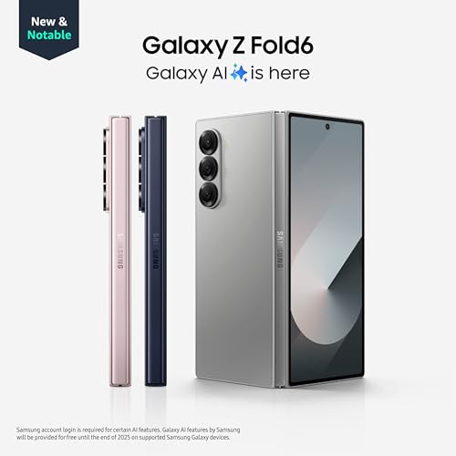 Samsung Galaxy Z Fold 6, 512GB Unlocked Android Smartphone, Circle to Search, Hands-Free Interpreter, AI Photo Edits, Foldable Display for Multitasking, 2024, US 1 Yr Warranty, Silver Shadow
