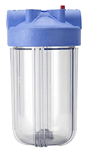 Pentair Pentek Big Blue Filter Housing, #10 Whole House Heavy Duty Water Filter Housing with High-Flow Polypropylene (HFPP) Cap and Pressure Relief Button, 10-Inch