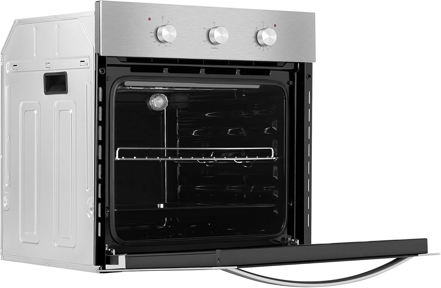 Empava Electric Single Wall Oven with 6 Cooking Functions Mechanical Knobs Control in Stainless Steel 24 Inch, XB14, Black