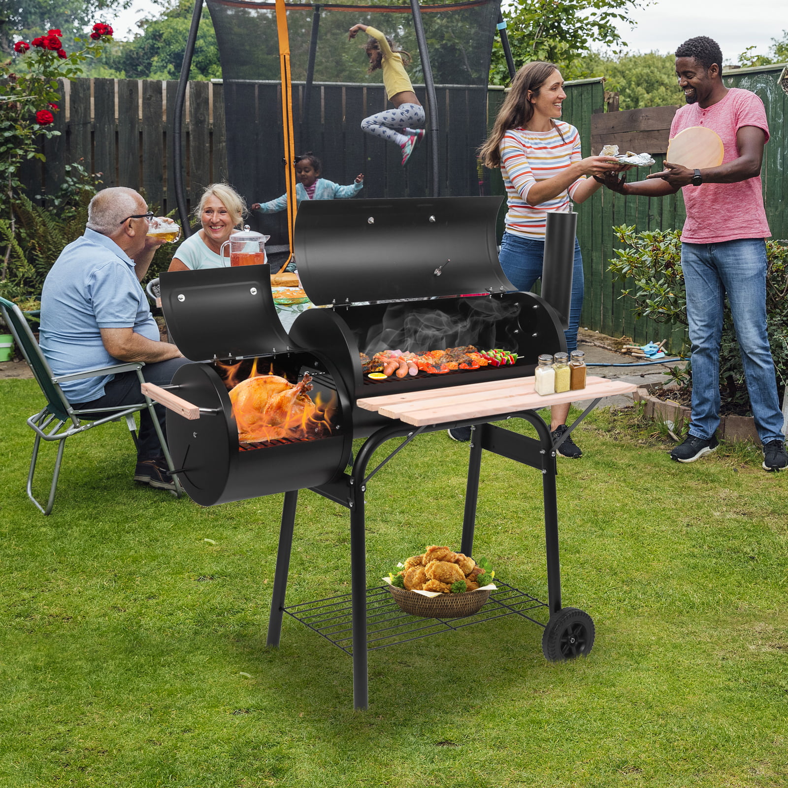 Ktaxon BBQ Grill  Outdoor Charcoal Grill Offset Smoker for Patio Backyard