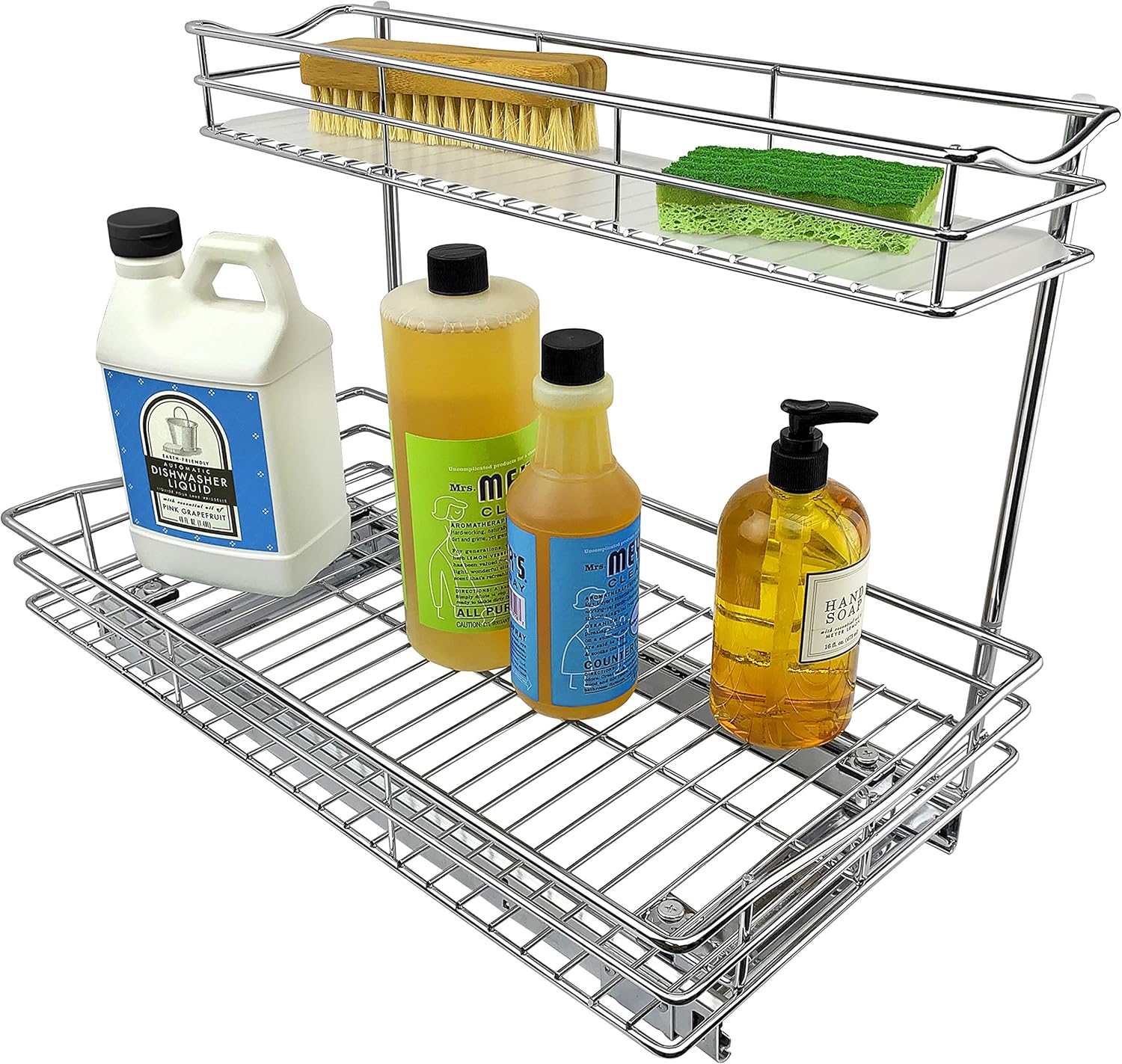 Lynk Professional&reg; Under Sink Cabinet Organizer Pull Out Two Tier Sliding Shelf, 11.5w x 18d x 14h-Inch, Chrome