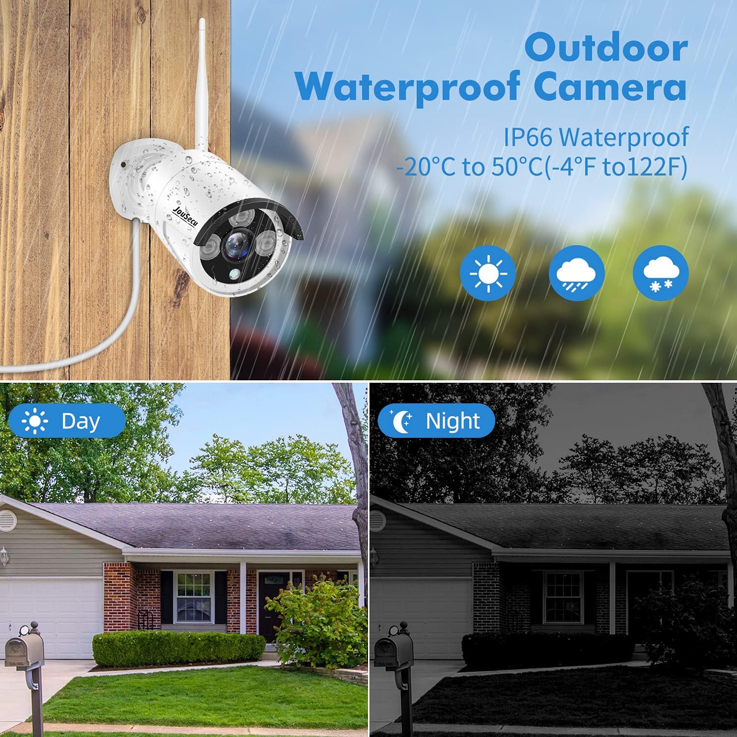Home Security Camera System Wireless Surveillance NVR Kit with 8CH NVR 4Pcs 1080P 1-Way Audio Night Vision Remote View Motion Detection Waterproof with 1TB Hard Drive
