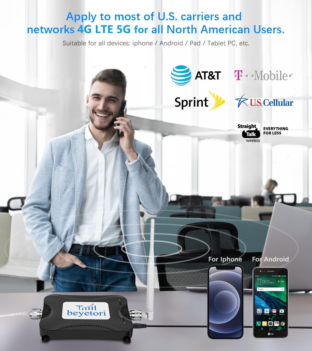 AT&T Cell Phone Signal Booster AT&T Signal Booster 4G LTE 5G ATT Cell Phone Booster Band 12/17 ATT Cellular Booster Cell Signal Booster for Home Cell Phone Signal Amplifier Repeater
