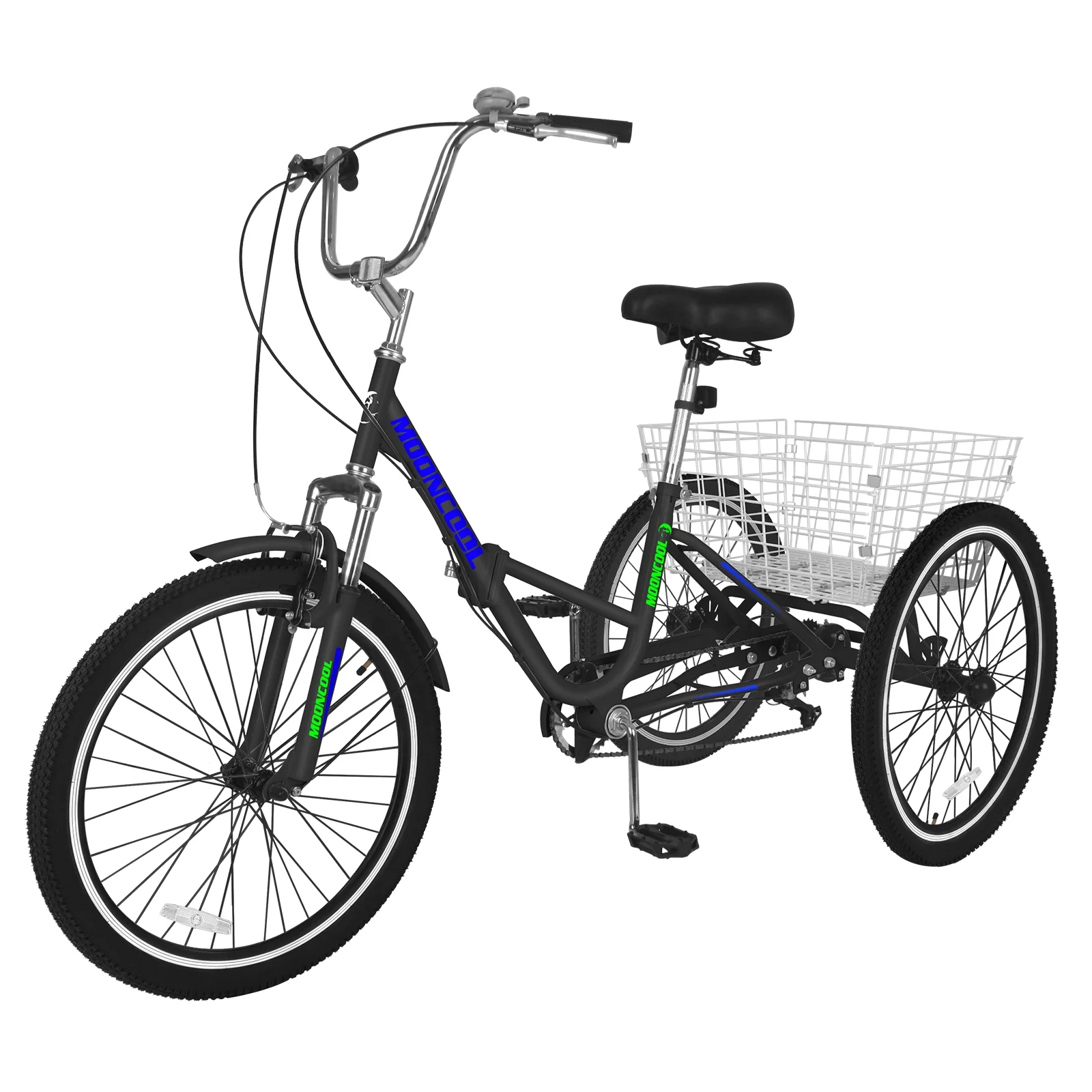 LILYPELLE 24 Adult Tricycle 7 Speed, Three Wheel Bikes for Adults 400lbs,Low-Step Through Trike Cruiser for Exercise Shopping Outdoor Activities,Cyan