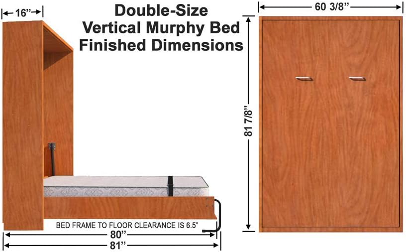 Murphy Bed Queen Size Hardware Kit - DIY Wood Frame Folding Cabinet Wall Bed for Guestroom Easy to Build, Made in USA