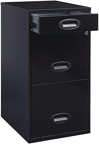 Space Solutions 3 Drawer Metal File Cabinet with Pencil Drawer Black