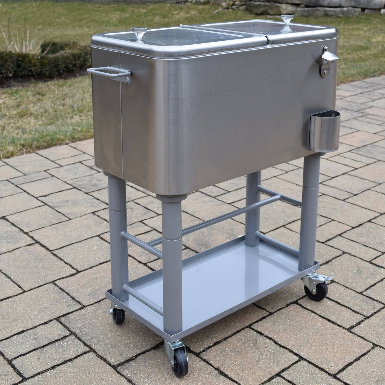Oakland Living 60 Quart Party Cooler Cart Stainless Steel