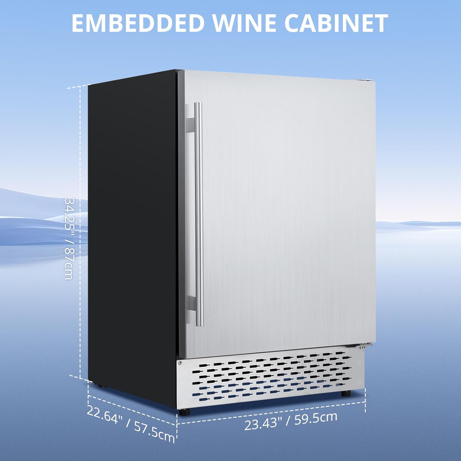 Outdoor Beverage Fridge - Weather Proof Stainless Steel, Beverage Cooler Under Counter, 120 Cans, Built-in/Freestanding, For Soda, Beer, Wine.
