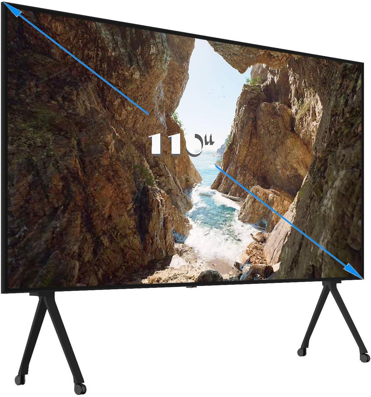 110 Inch UHD LED Smart TV, 4K Screen Television with Mount & Stand TS110TV High Resolution LCD Screen 16:9 Indoor Cinema with Anti-Glass WiFi, HDMI, USB Ports