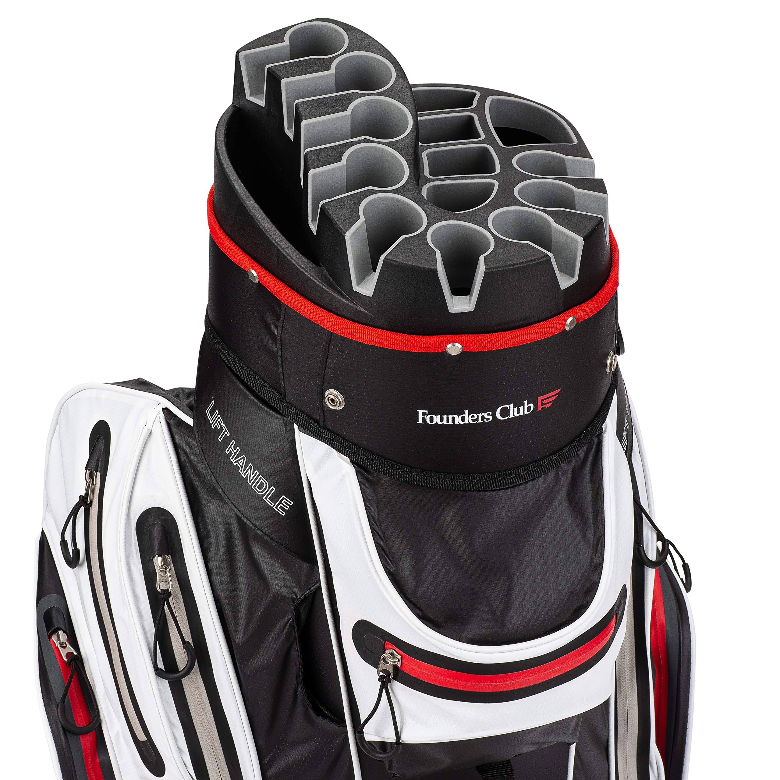 Founders Club Waterproof Premium Cart Bag 14 Way Organizer Divider Top White
