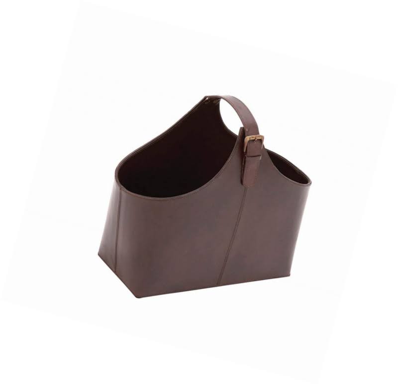 Wood Real Leather Magazine Holder Color: Brown