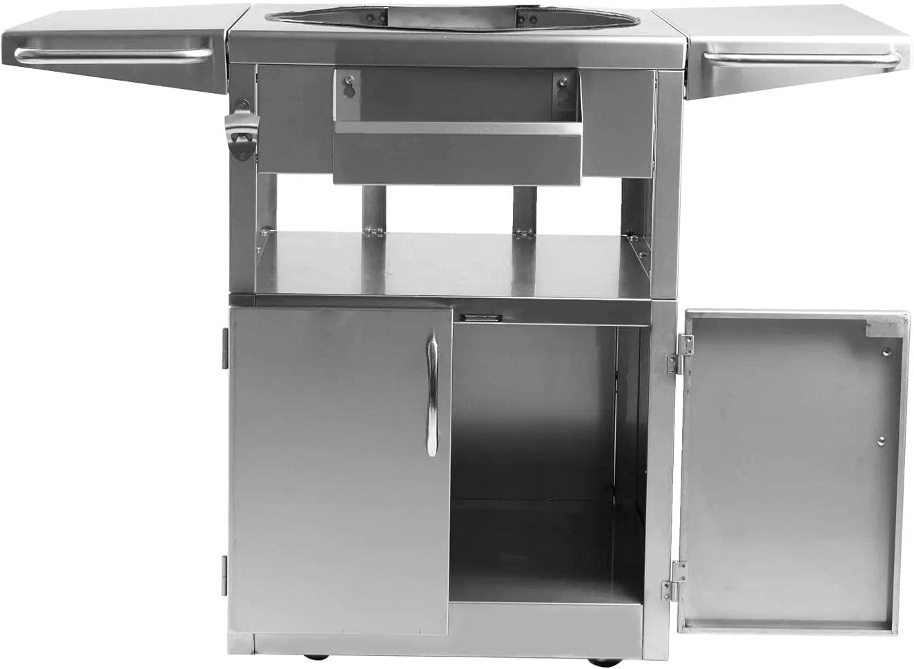 BBQGUYS Signature Stainless Steel Grill Cart for 18-Inch Kamado Grill - Fits The Blaze Kamado, Big Green Egg Large, & Kamado Joe Classic - BBQ-KGC-SS