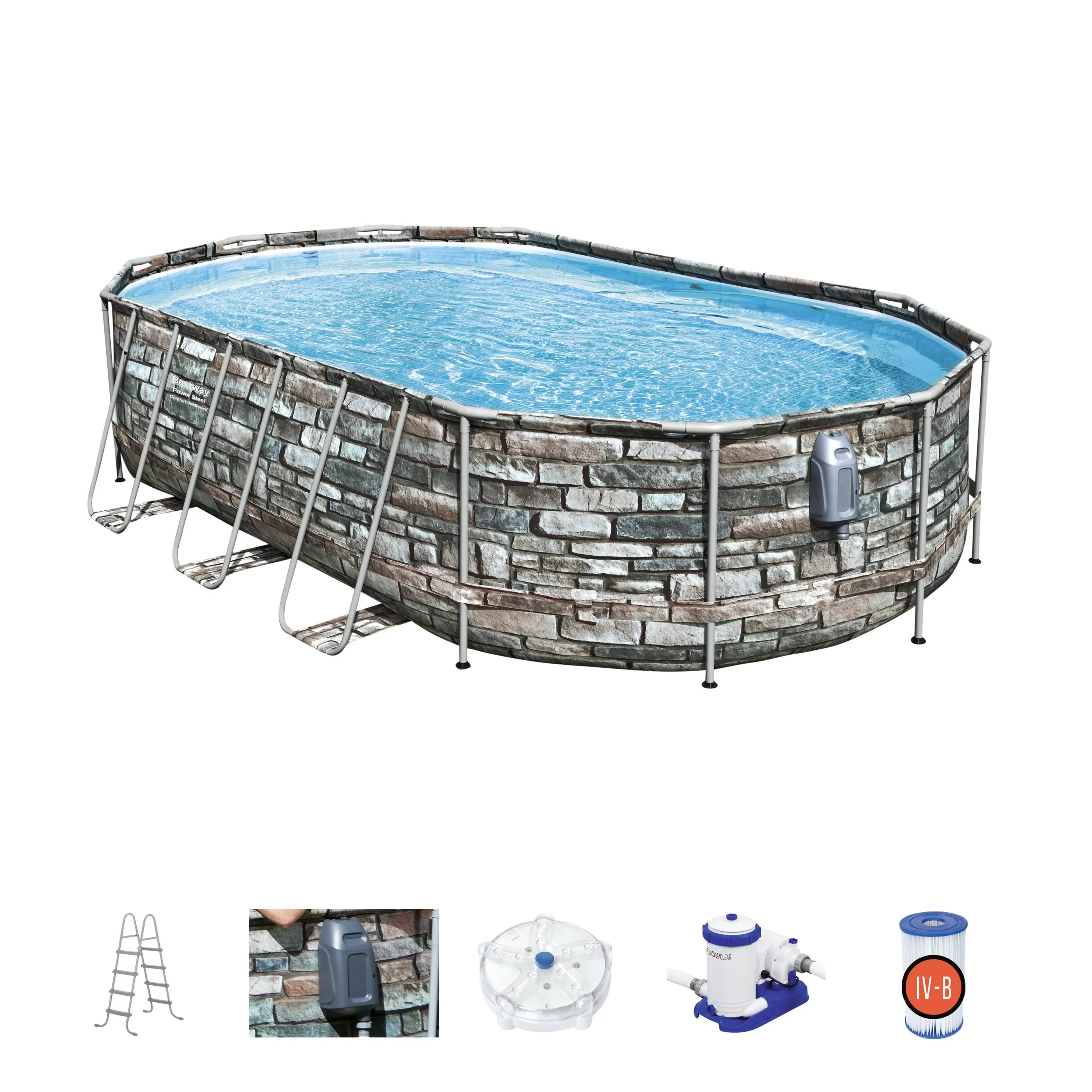 Bestway - Power Steel Comfort Jet Series 20' x 12' x 48" Oval Above-Ground Pool Set