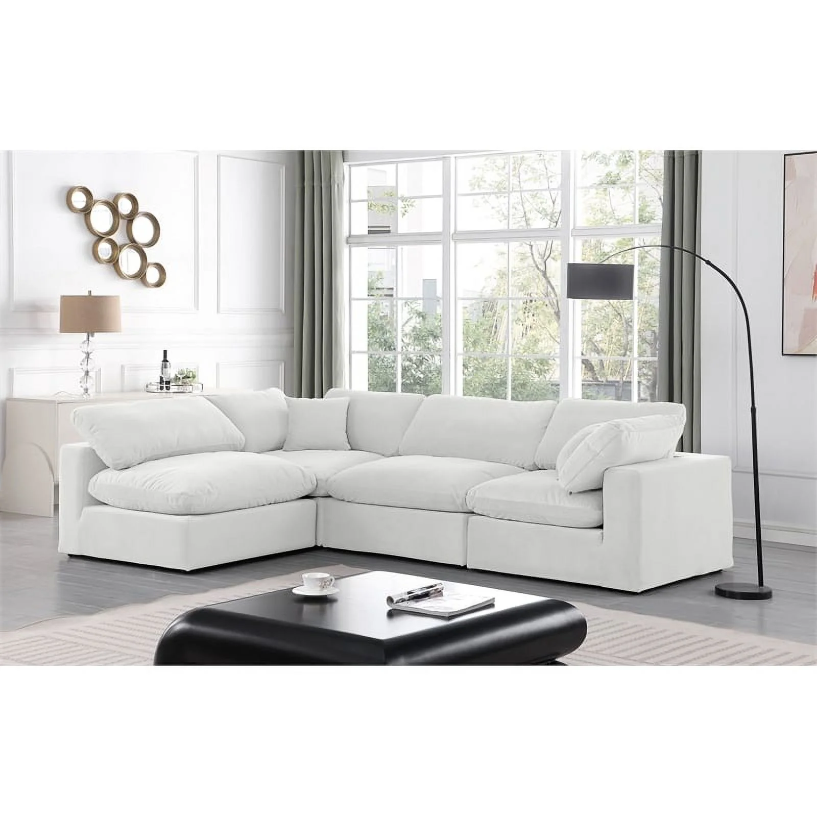 Meridian Furniture Comfy Cream Velvet Modular Sectional