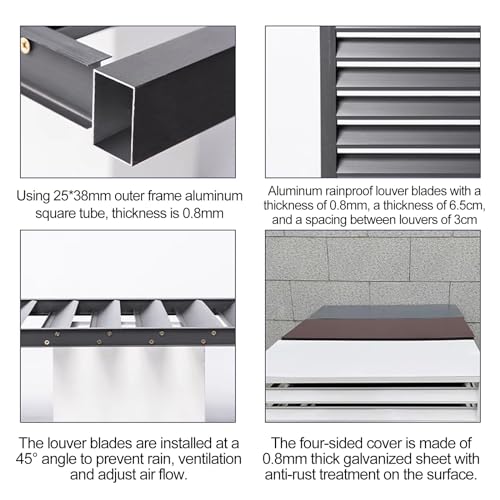 TRUNXUCL Outdoor Air Conditioner Privacy Fence, Aluminum AC Covers, Freestanding Louvered Space Divider, Noise Reduction, Dustproof and Waterproof