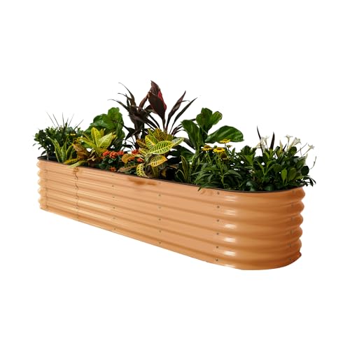 Vego garden Raised Garden Bed Kits, 17" Tall 9 in 1 8ft X 2ft Metal Raised Planter Bed for Vegetables Flowers Ground Planter Box-Modern Gray