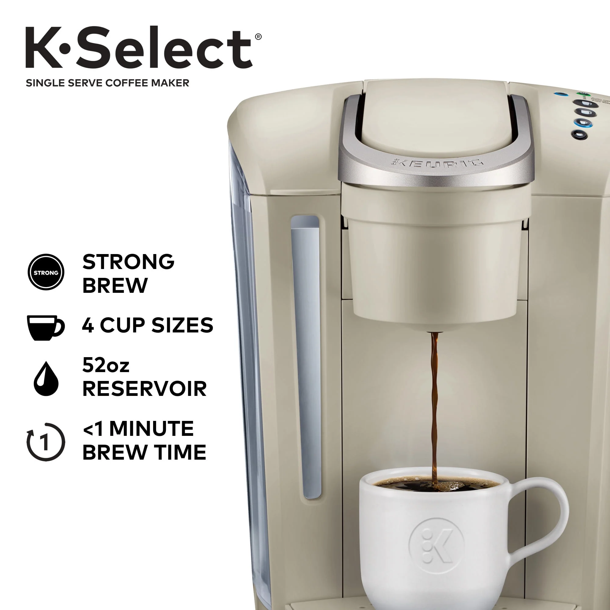 Keurig K-Select Single-Serve K-Cup Pod Coffee Maker, Matte White