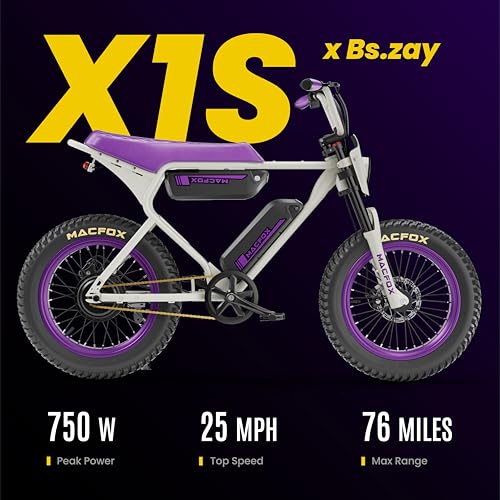 MACFOX X1S 2025 Ebikes for Adults, 750W Electric Bike Wheelie 25 MPH Max Speed, 38 Miles Range(PAS1), 20"x4" Fat Tires, City/School Commuting Electric Bike (UL2849, Class-3)
