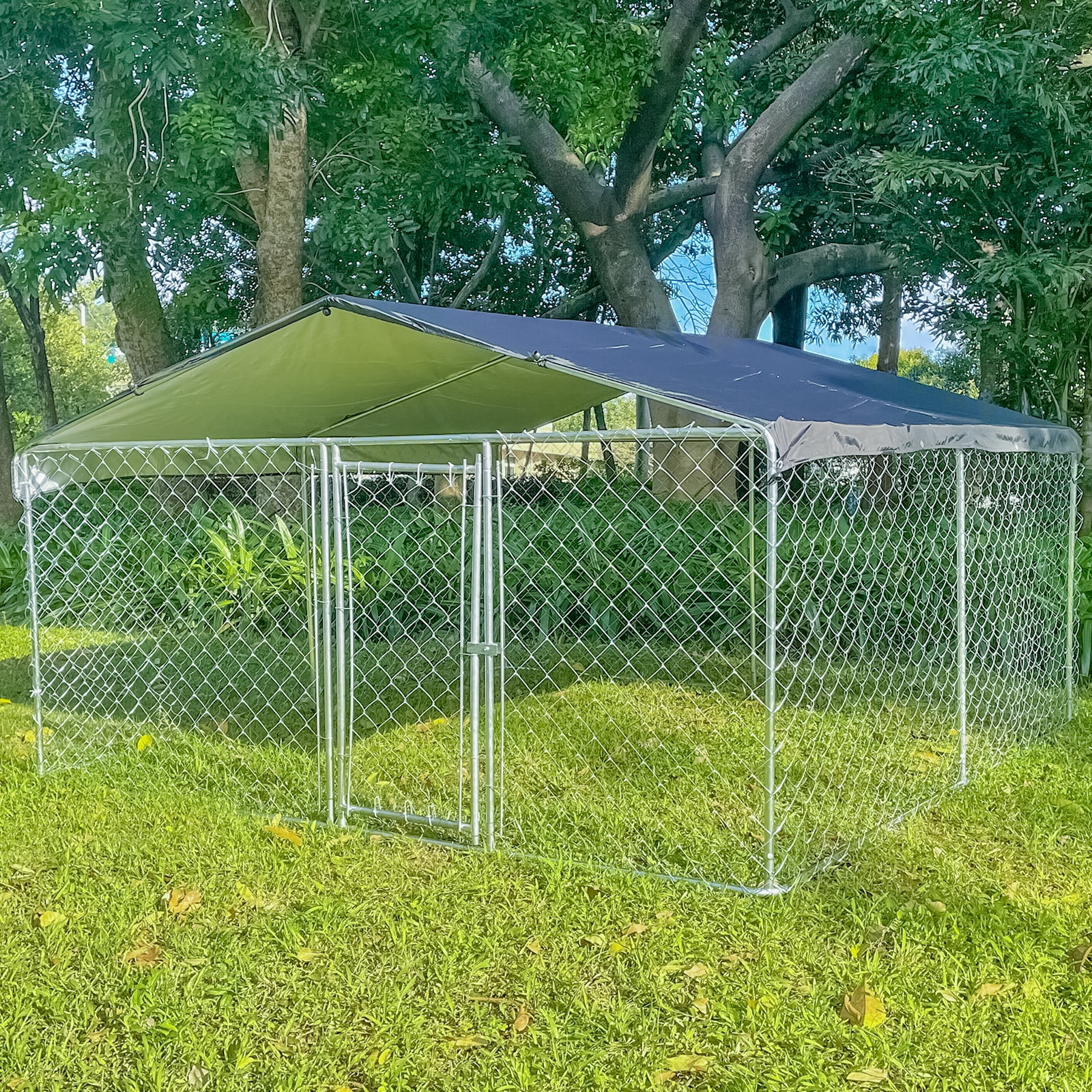 10ft x 10ft Dog Kennel Outdoor Metal Playpen Heavy Duty Large Dog Cages Enclosure for Large Dogs Run Outside Exercise Pet Fences with Roof for Yard