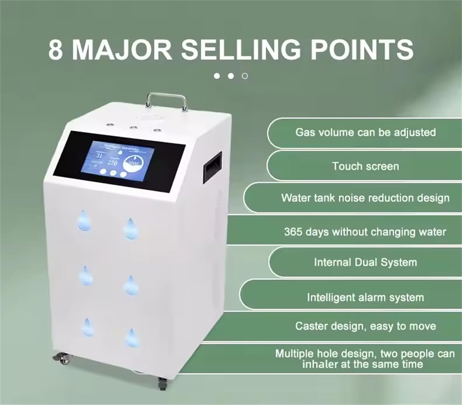 Hydrogen Inhalation Machine with SPE/PEM Tech, 3000 (1000H+1000O+1000H) ml/min 3 Outlet Hydrogen Generator, 99.99% High Purity, for Home
