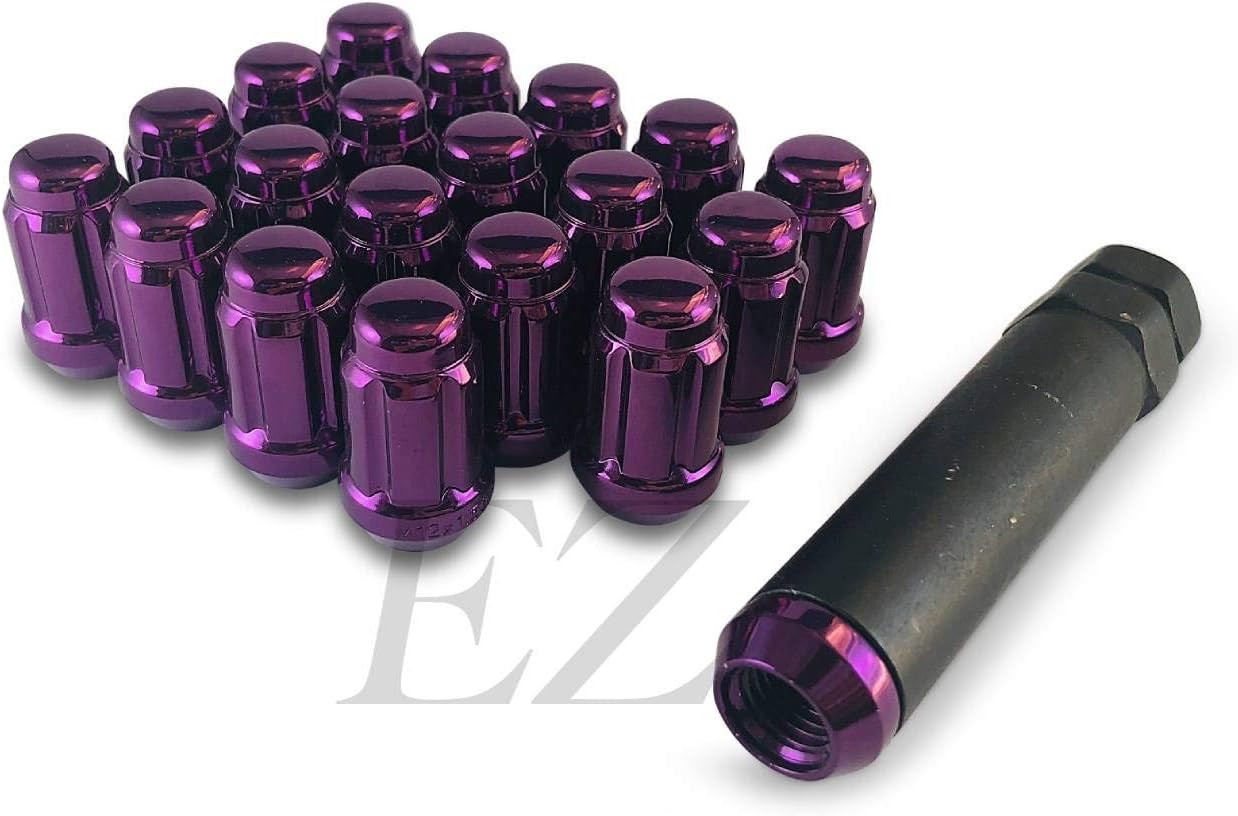 24 Purple Spline Drive Small Diameter Acorn 12x1.5 Purple Lug Nut Kit with Key Pack of 2