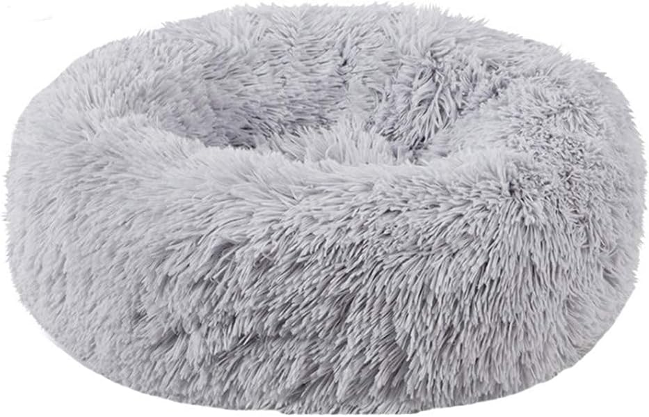 ZEJEUER Cat Bed, Small Dog Bed, Round Donut Washable Plush Fluffy Faux Fur Soft Cushion Beds for Indoor Pets