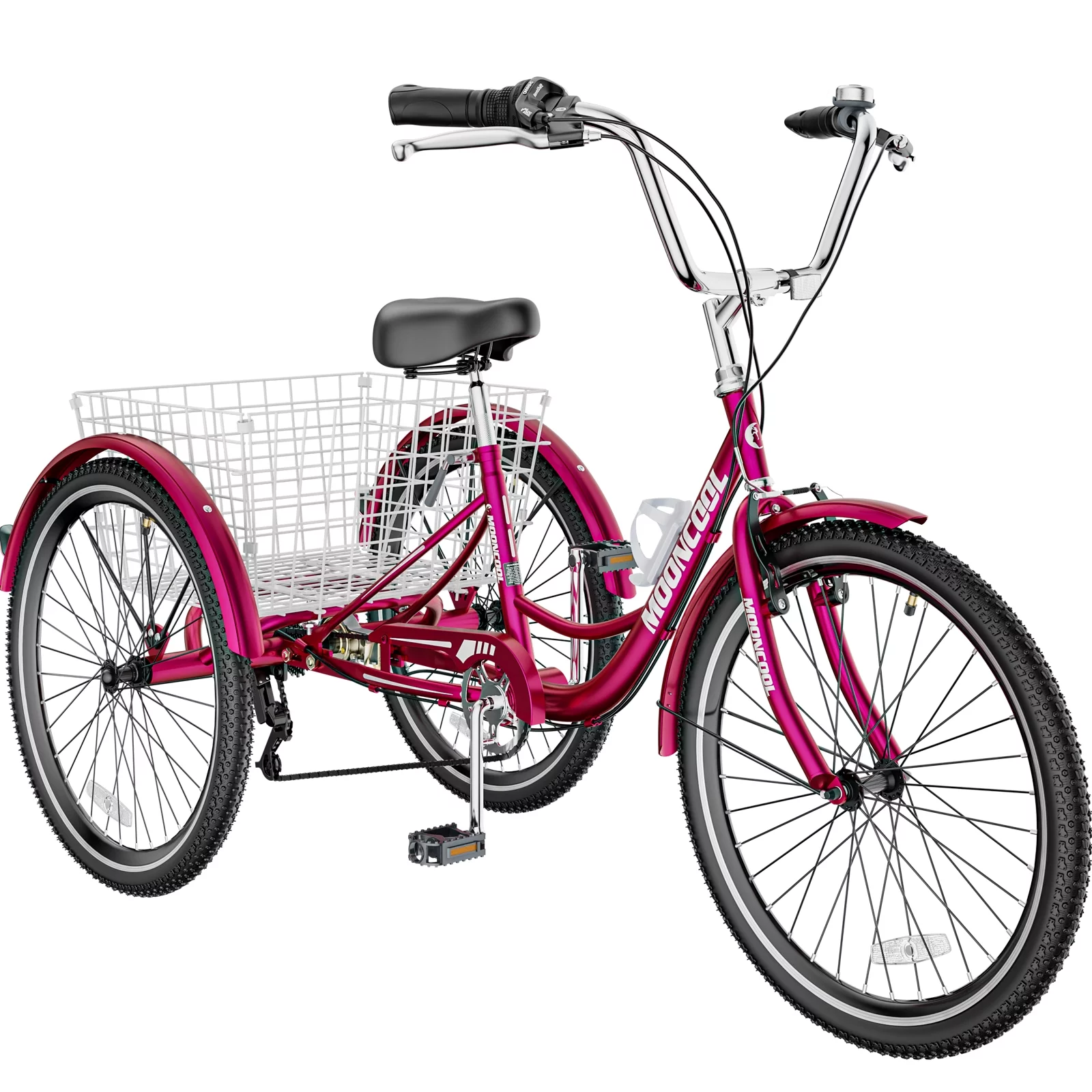 LILYPELLE 24 Adult Tricycle 7 Speed, Three Wheel Bikes for Adults 400lbs,Low-Step Through Trike Cruiser for Exercise Shopping Outdoor Activities,Cyan