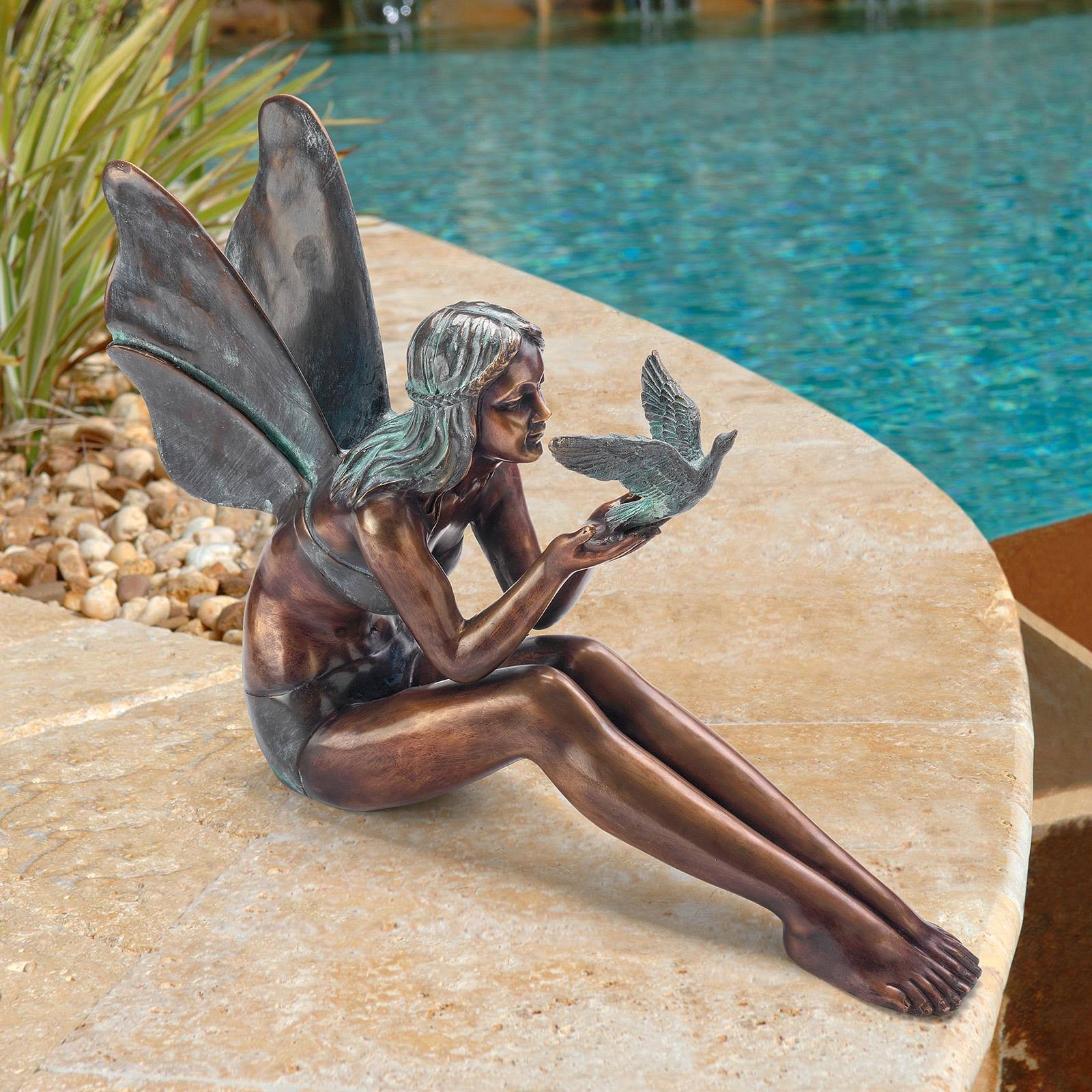 Design Toscano SU47107 Bird Fairy Cast Bronze Garden Statue - Large