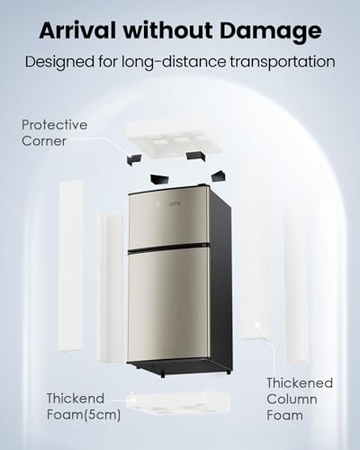 Bodare Retro Mini Fridge with Freezer: 3.2 Cu.Ft Mini Refrigerator with 2 Doors - Small Refrigerator Compact Refrigerator - Small Fridge for Bedroom Dorm
