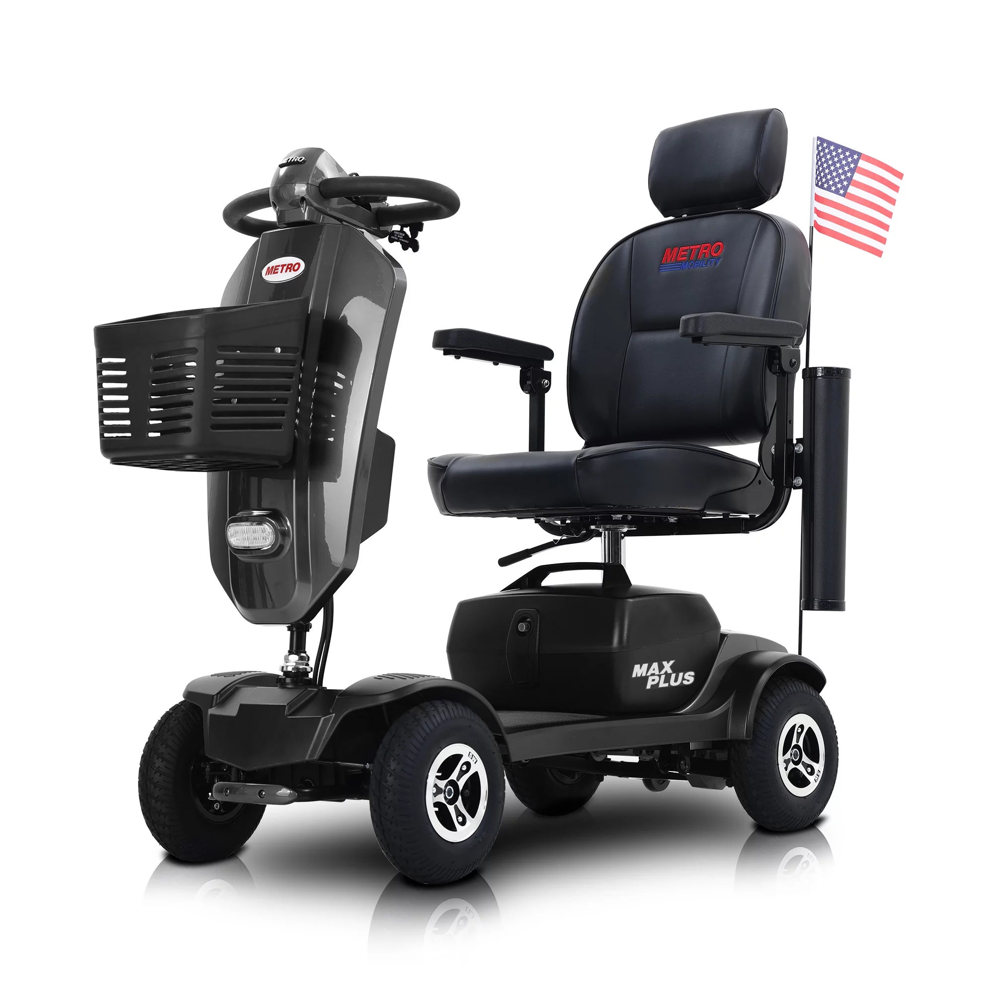 Metro Mobility Senior Scooter Folding Scooter 4 Wheel Scooter with USB Port Purple