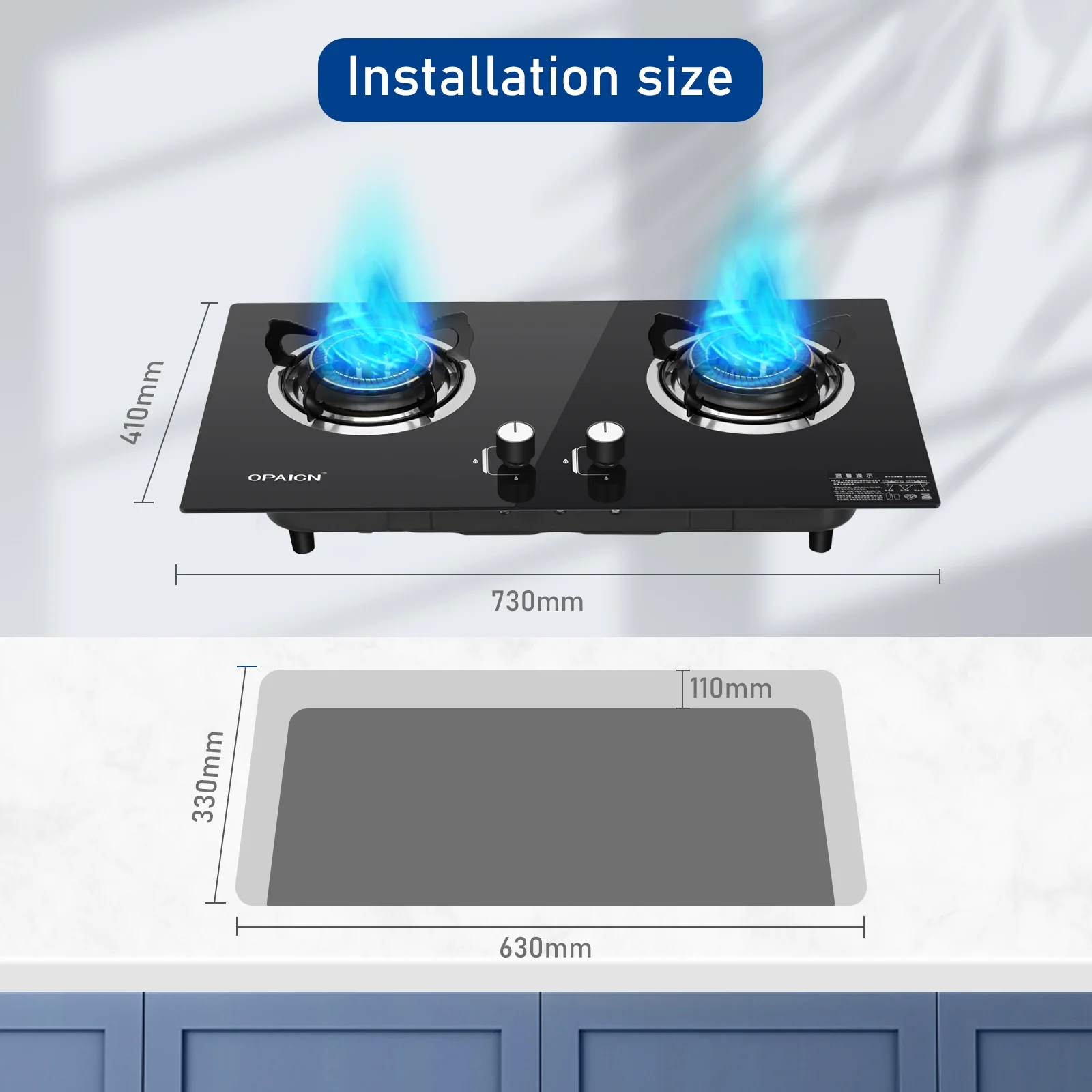 Double Burner Gas Stove Household Embedded Tempered Glass Liquefied Gas Cooker Kitchen Cooktop