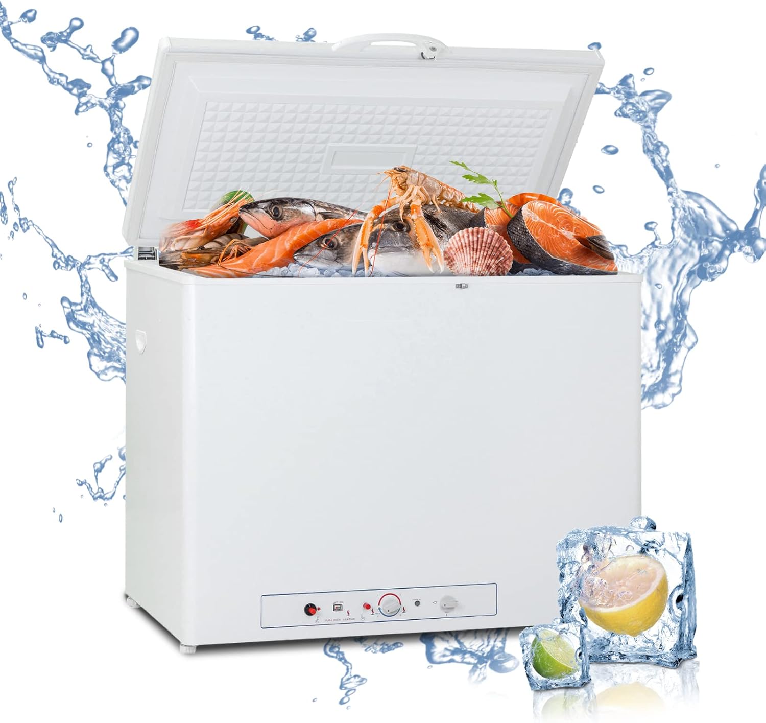 Propane Freezer 7 Cu.Ft, 110V/LPG Deep Chest Freezers with Lock, Top Open Door, 2-Way Off-grid Gas Freezer for Outdoor, Camping, Boondocking, White