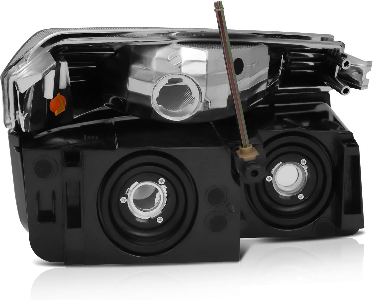 ECCPP Headlight Assembly Pair For Chevrolet Avalanche 1500/2500 2002-2006(For Avalanche with Body Cladding Model only) Chrome Housing Amber Reflector Clear lens Driver and Passenger Side