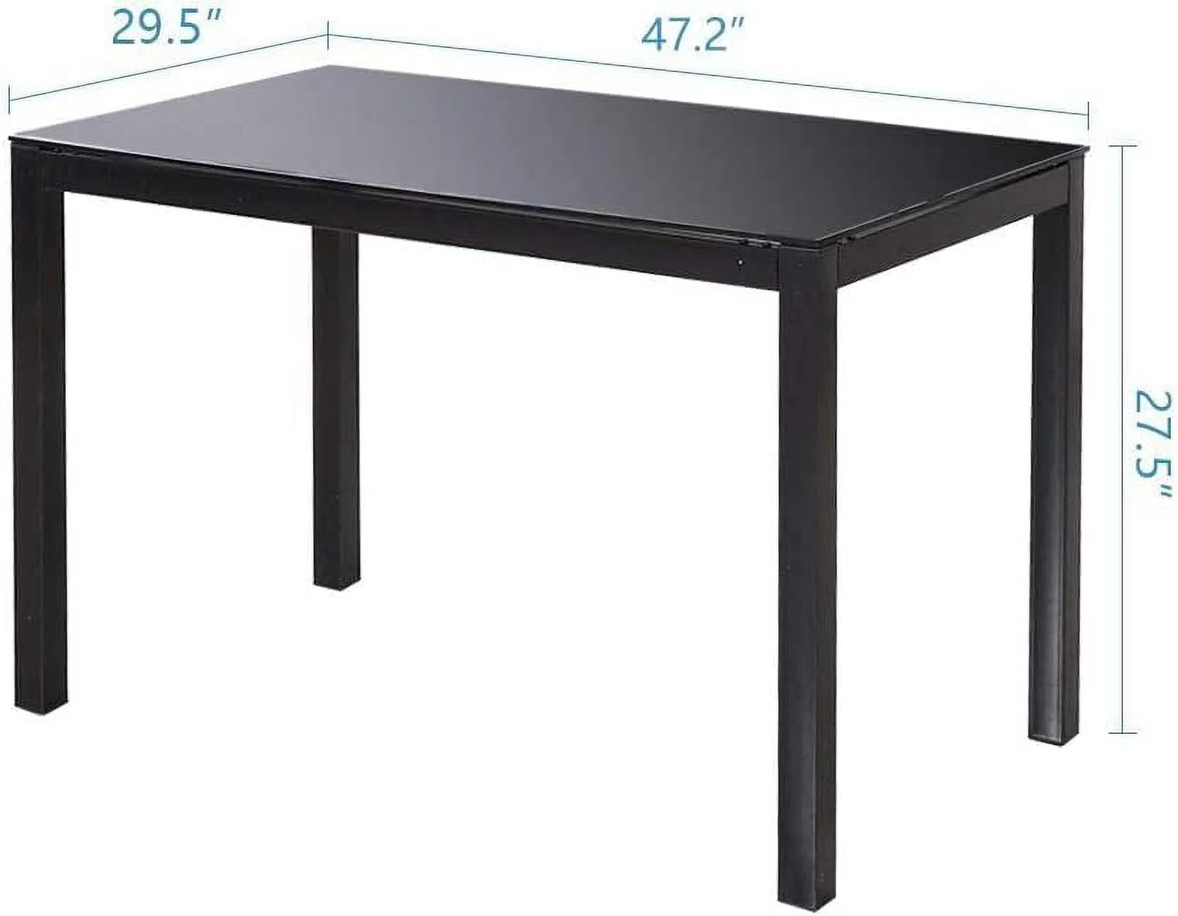 KHBIULIFE 4HOMART Yvonne&amp;F.L..M. Modern 5 Pieces Black Dining Table with Chairs for 4 People Glass Tempered Dining Table and Kitchen Chairs Set of 4 Faux Leather for Small Apartment H