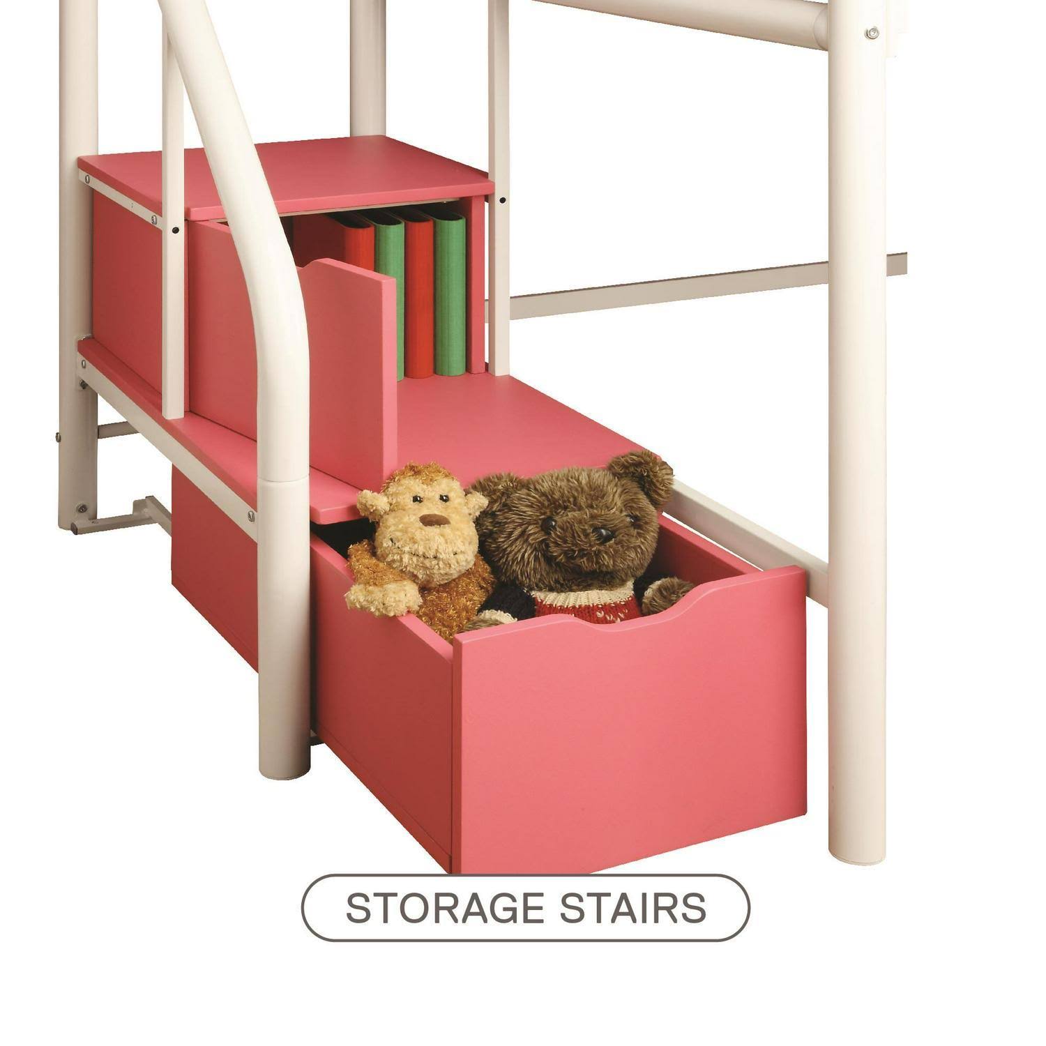Junior Twin Loft Bed with Storage Steps, Black