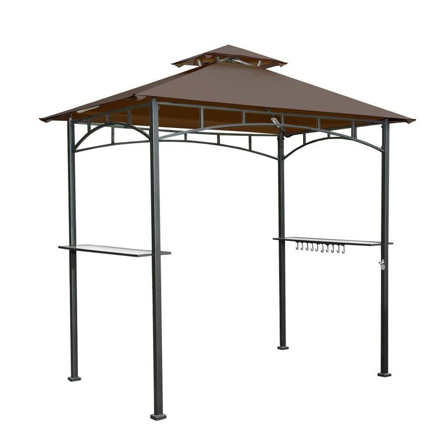 Sunjoy Brown Steel Rectangle Grill Gazebo Exterior 4.99-ft x 8-ft Foundation 5-ftx8-ft