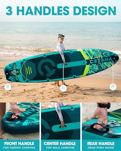 CETANA 11'6×35" Extra Wide Stand Up Paddle Board for Adults & Youth, 400lb Capacity Inflatable Paddle Board, Sup for 2+1 Person with Removable US Fin, 100L Backpack, Floating Paddle, Safety Leash