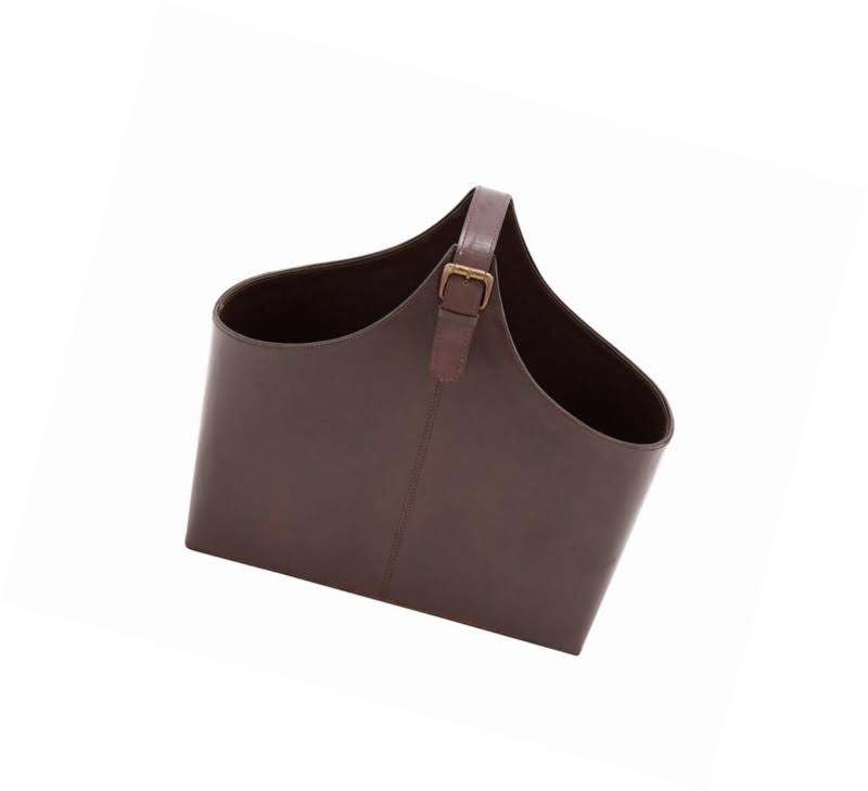 Wood Real Leather Magazine Holder Color: Brown