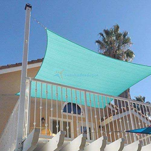 Sunshades Depot 18& x 20& Sun Shade Sail Rectangle Permeable Canopy Turquoise Light Green Custom Size Available Commercial Stand