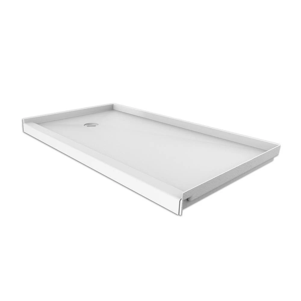 FlexStone FLXSBL6030WH 30x22 x 60x22 Single Threshold Shower Base Finish: White, Drain Location: Left