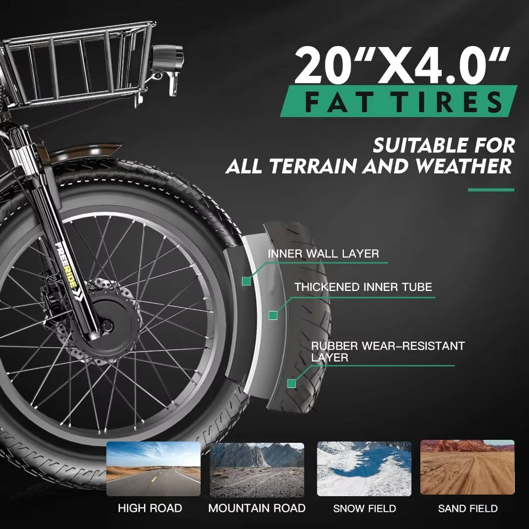 NAIZEA 20 Electric Trike Tricycle for Adults, 7 Speed Fat Tire Electric Trike, 3 Wheels Bike for Adults with Front and Rear Baskets, Lithium Battery UL Certified