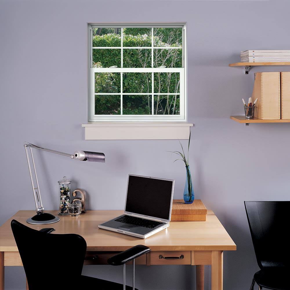 JELD-WEN V-2500 35.5-in x 35.5-in Vinyl New Construction White Single Hung Window | JWVYL SHG Grid 3030