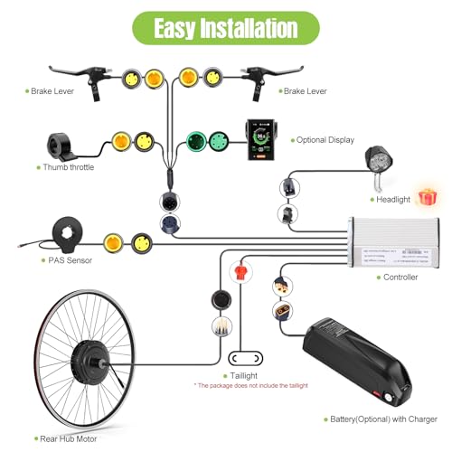 BAFANG 48V 500W Front Hub Motor Electric Bike Conversion Kit for 20“/26"/700C Wheel Drive Engine with LCD Display &Optional Ebike Battery