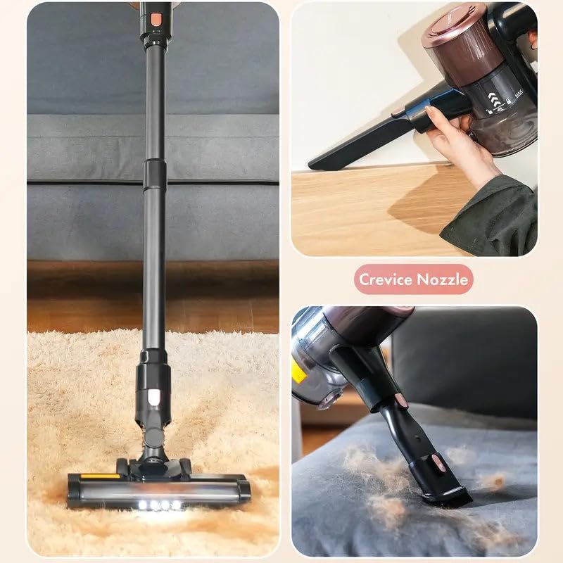 Cordless Vacuum Cleaner with 28Kpa Suction, 380W Brushless Motor, 50 Min Runtime, Home Cleaning Companion