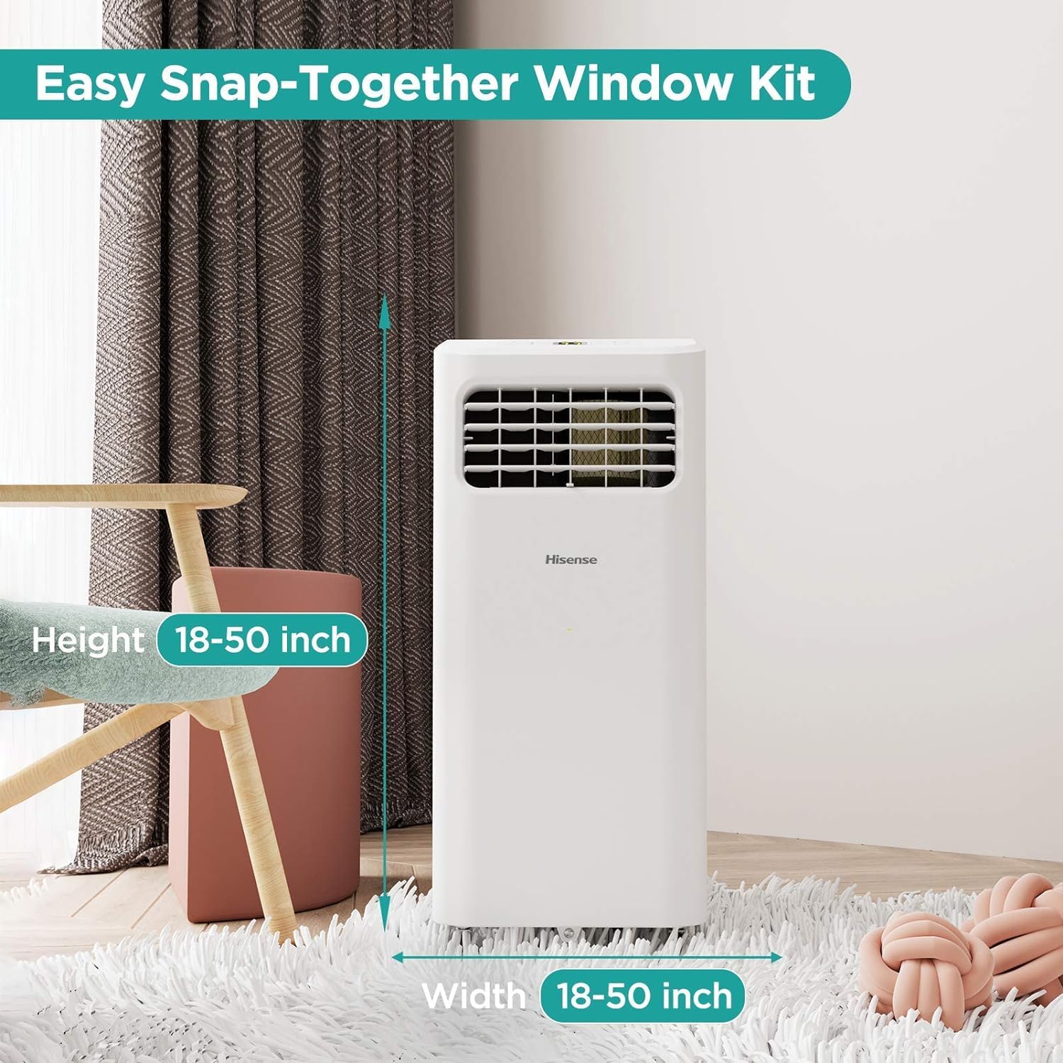 Hisense Portable Air Conditioner 250-Sq.ft 6000 BTU 115-Volt White AP0621CR1W, Ultra-Slim Portable Air Conditioner