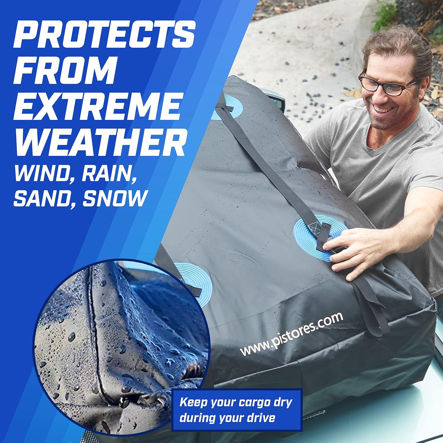 Rooftop Cargo Carrier, PI Store Waterproof Car Roof Bag with Protective Mat, Extra 16 Cubic Foot Storage Carriers for All Cars with / Without Roof Racks